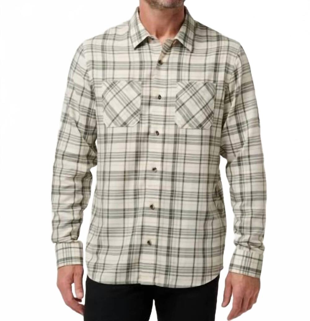 NEW TRAVISMATHEW cloud plaid flannel button-down in birch